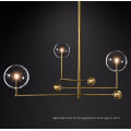Lustre led moderne de luxe en métal doré à boule ronde décorative suspendue simple